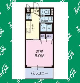 サープラス東郷II(1K/2階)の間取り写真