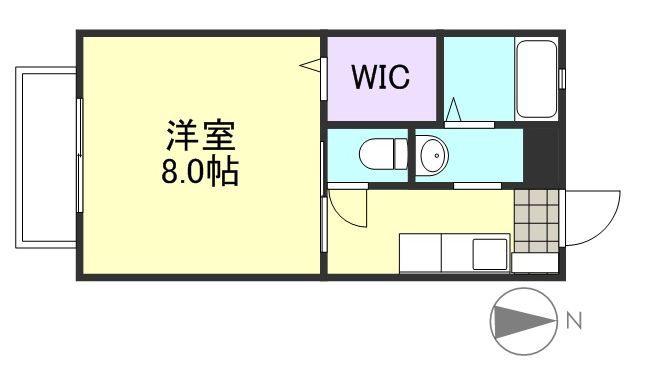 ハイツフロンティア(1K/2階)の間取り写真