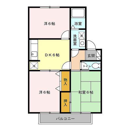 ドミールユキ(3DK/1階)の間取り写真