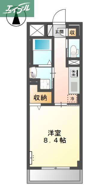 ディアコート下伊福(1K/4階)の間取り写真