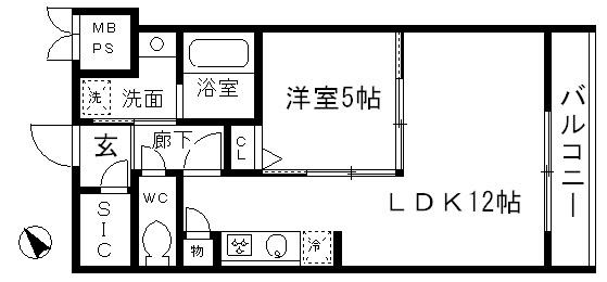 ファインクレスト入谷(1LDK/1階)の間取り写真