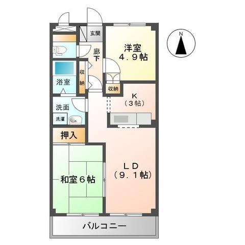 エスポワールメゾンちはら(2LDK/2階)の間取り写真