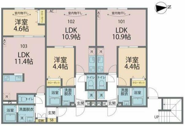カインドネス八王子元横山町(1LDK/3階)の間取り写真