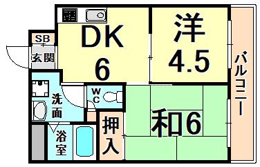 アルカン弐番館(2DK/10階)の間取り写真
