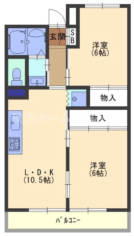 パレ守口(2LDK/2階)の間取り写真