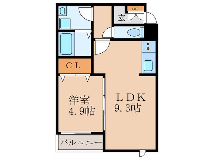 ランドレーヴ常光寺(1LDK/1階)の間取り写真
