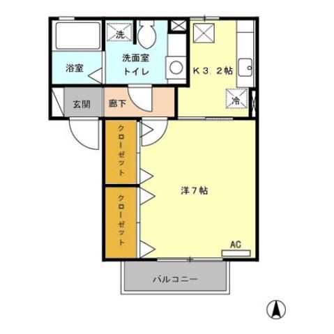アレーゼ横尾(1K/1階)の間取り写真