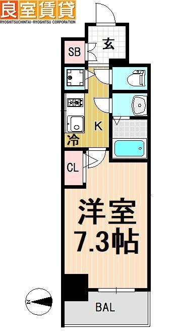 エスリード上前津テルツェ(1K/2階)の間取り写真