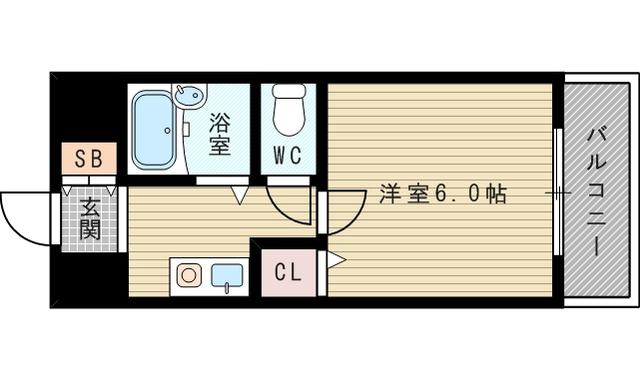 クレハタワーズ東中島(1K/4階)の間取り写真