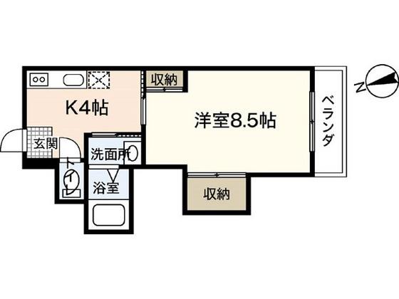 ウエストシャトー(1K/2階)の間取り写真