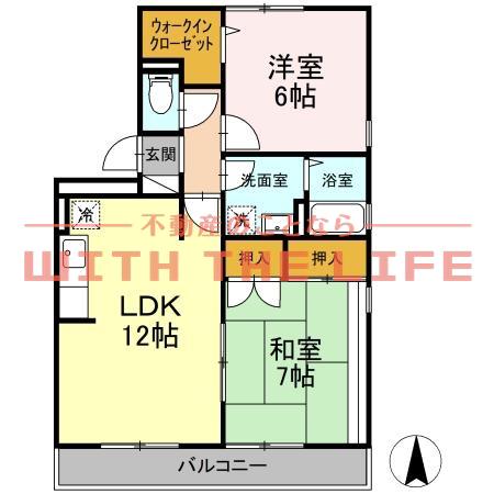 ドミールパーク江崎(2LDK/1階)の間取り写真