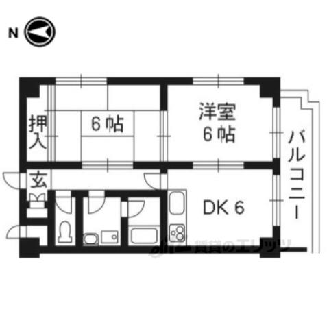 ファミーユ芦田(2DK/3階)の間取り写真