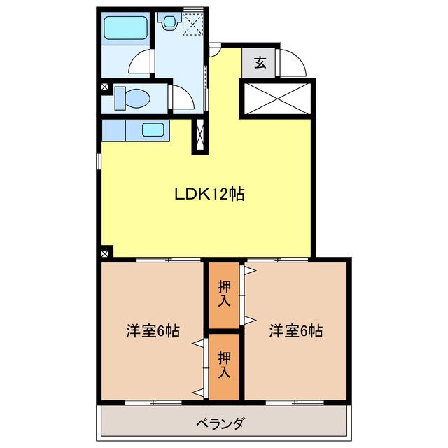 三宝ビル(2LDK/1階)の間取り写真