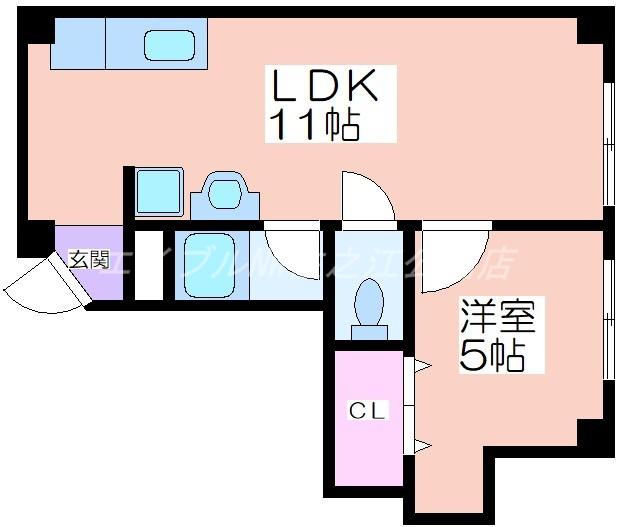 豊グランドハイツ(1LDK/5階)の間取り写真