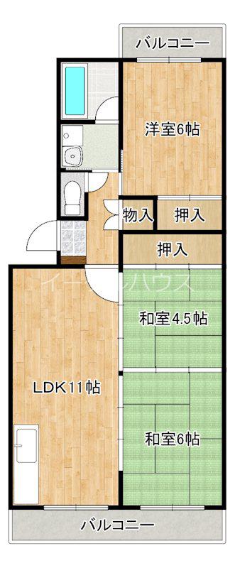 コーポラス国分(3LDK/1階)の間取り写真