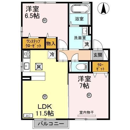 プラムC(2LDK/1階)の間取り写真