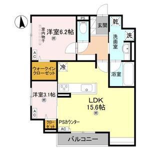 TORISIA緑橋(2LDK/1階)の間取り写真