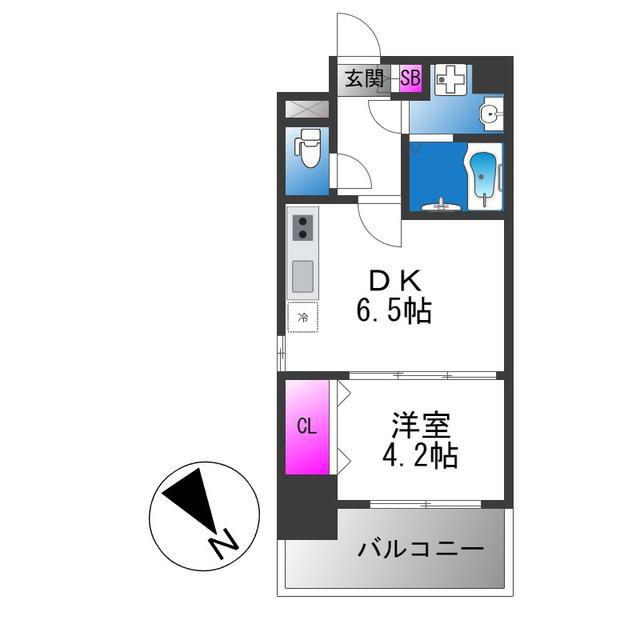 メイクス天王寺南(1DK/4階)の間取り写真