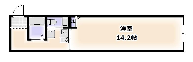 グランディスタ谷町九丁目(1K/4階)の間取り写真