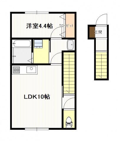 ギア4小方(1LDK/2階)の間取り写真