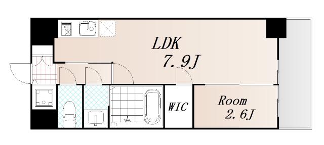 セレーノ南森町(1LDK/4階)の間取り写真