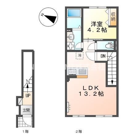丹波篠山市中野アパート(1LDK/2階)の間取り写真