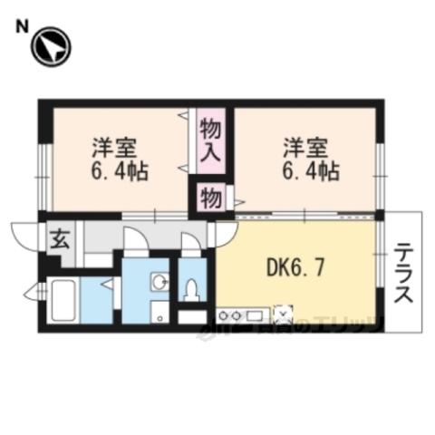 メゾンエスポワールⅡ(2DK/1階)の間取り写真