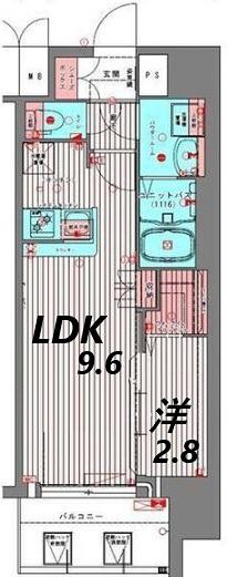 プレサンスNEO上新庄PRIMECRUIS(1LDK/13階)の間取り写真