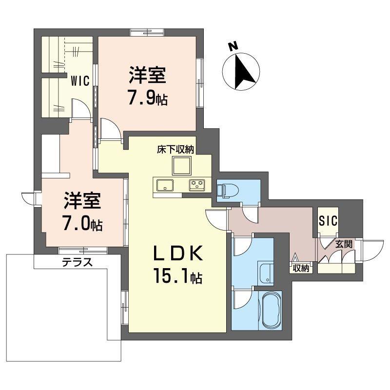 グランノワール(2LDK/1階)の間取り写真