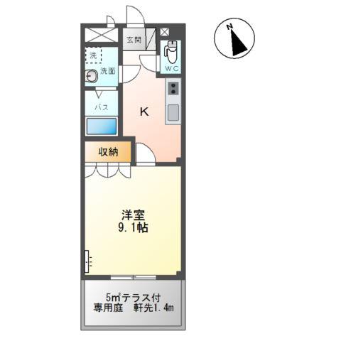 アバンテ・コオリ駅前(1K/1階)の間取り写真