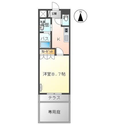 フローリッシュ ガーデンズ(1K/1階)の間取り写真