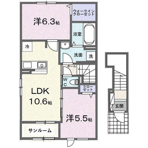 プラネッツ・リラン II(2LDK/2階)の間取り写真