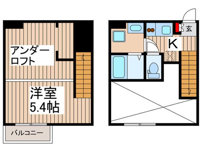グランフォレスト蘇我(1K/2階)の間取り写真