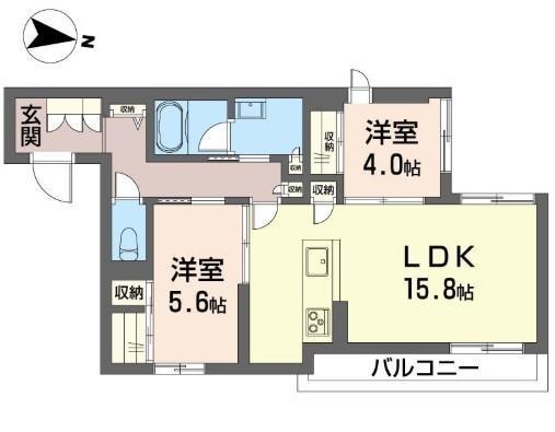 クオリスタ元町(2LDK/2階)の間取り写真