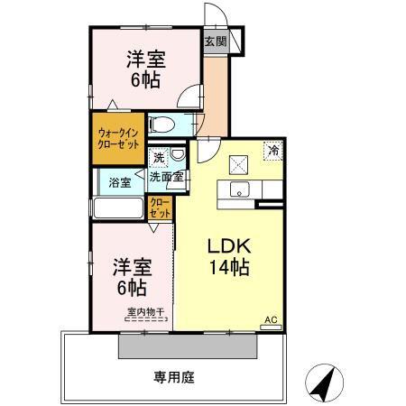 グランドフォレスト(2LDK/1階)の間取り写真