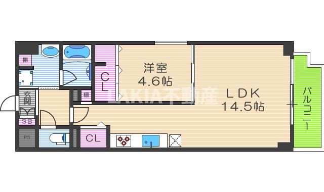 LOCOHOUSE阿倍野(1LDK/4階)の間取り写真
