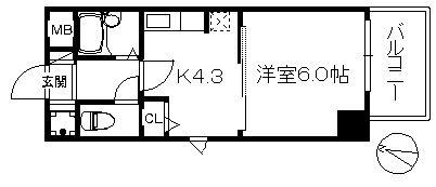 アリエス平尾II 243(1K/5階)の間取り写真