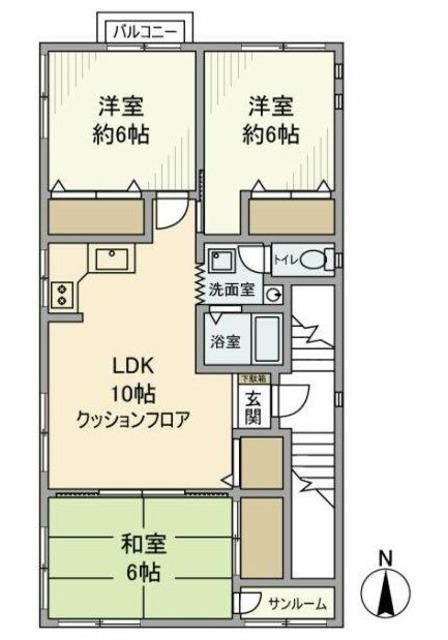 メゾンコティー(3LDK/2階)の間取り写真