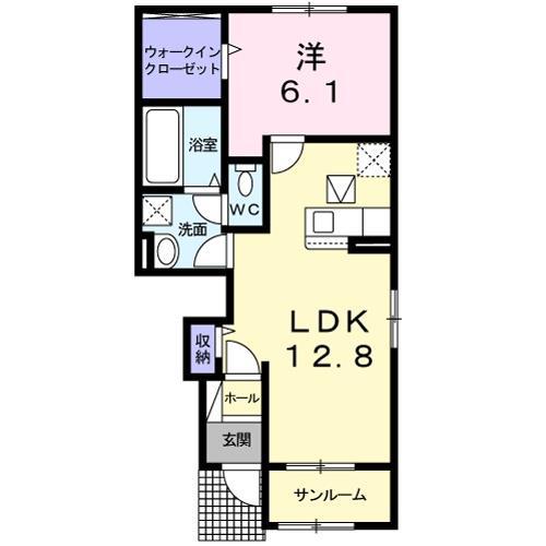 パイン ヌーボー 西脇 II(1LDK/1階)の間取り写真