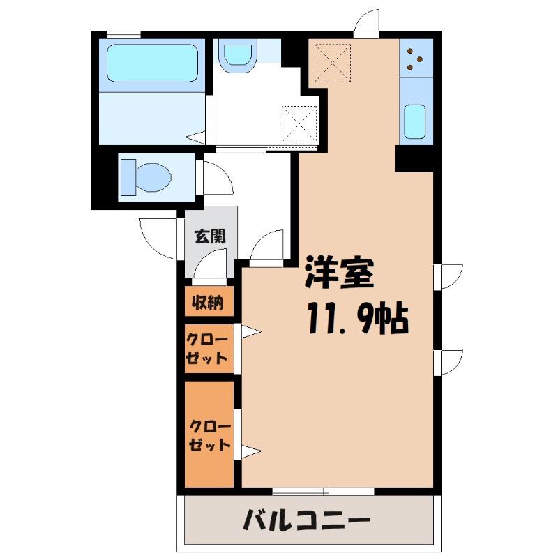 ファーストステージ(ワンルーム/3階)の間取り写真