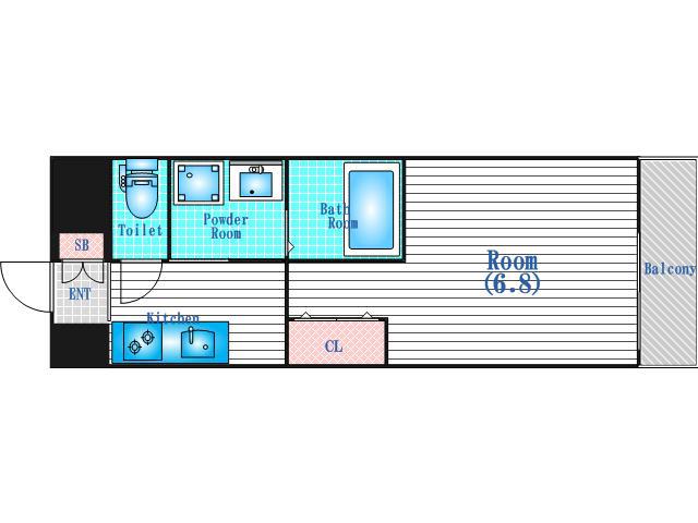 THE UPPER HOUSE(1K/4階)の間取り写真