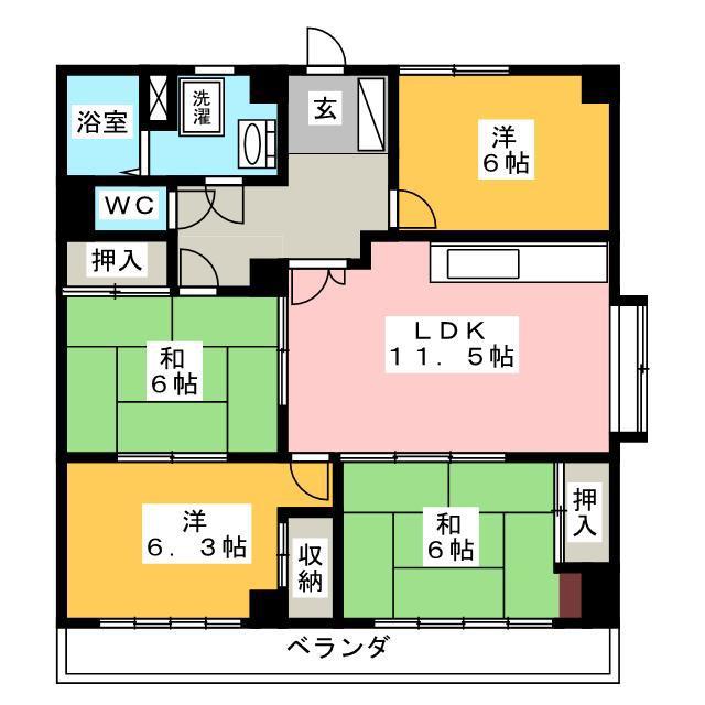 大野マンション(4LDK/2階)の間取り写真