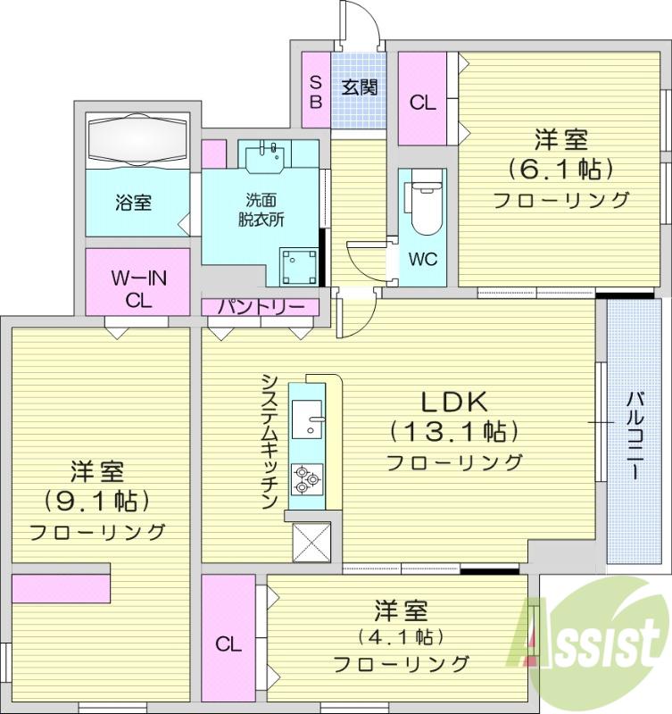 DーROOM泉崎Ⅱ(3LDK/2階)の間取り写真