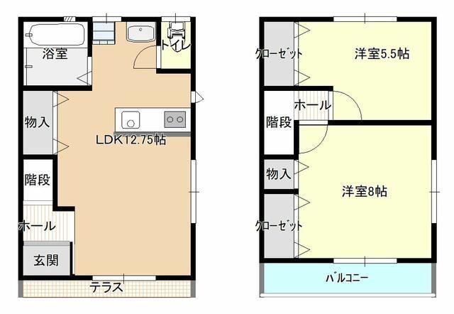 パルプンテB(2LDK/1階)の間取り写真