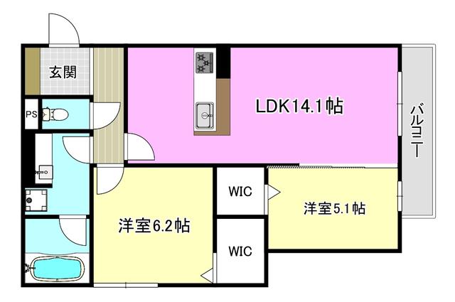 ラヴィエール南茨木I(2LDK/2階)の間取り写真