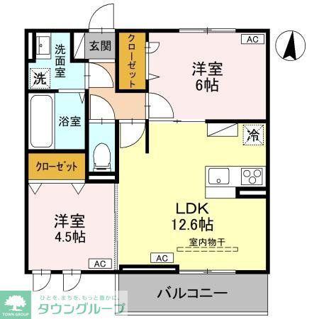 ユートリIII(2LDK/1階)の間取り写真