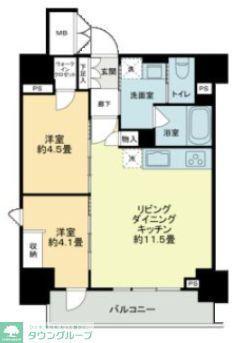 ザ・ライオンズフォーシア鶴見(2LDK/10階)の間取り写真