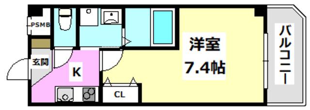 AILE南茨木(1K/4階)の間取り写真