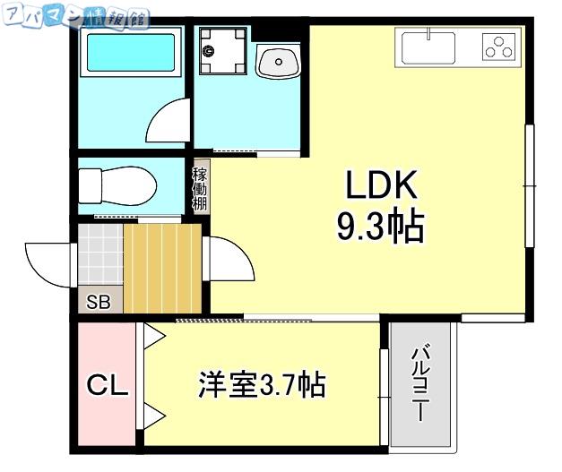 RIVER BANK(1LDK/2階)の間取り写真