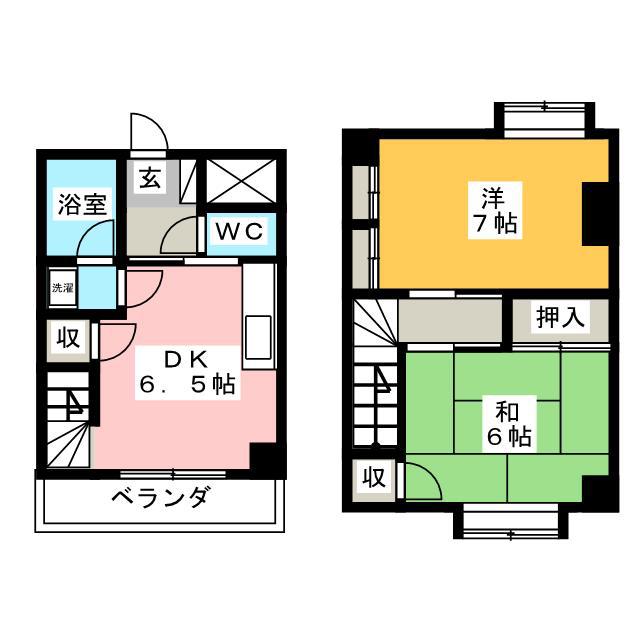 メゾン飛鳥(2DK/2階)の間取り写真